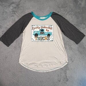 Wanderer Souther Grace Raglan Sleeve Shirt Women's L Easily Distracted by Trucks